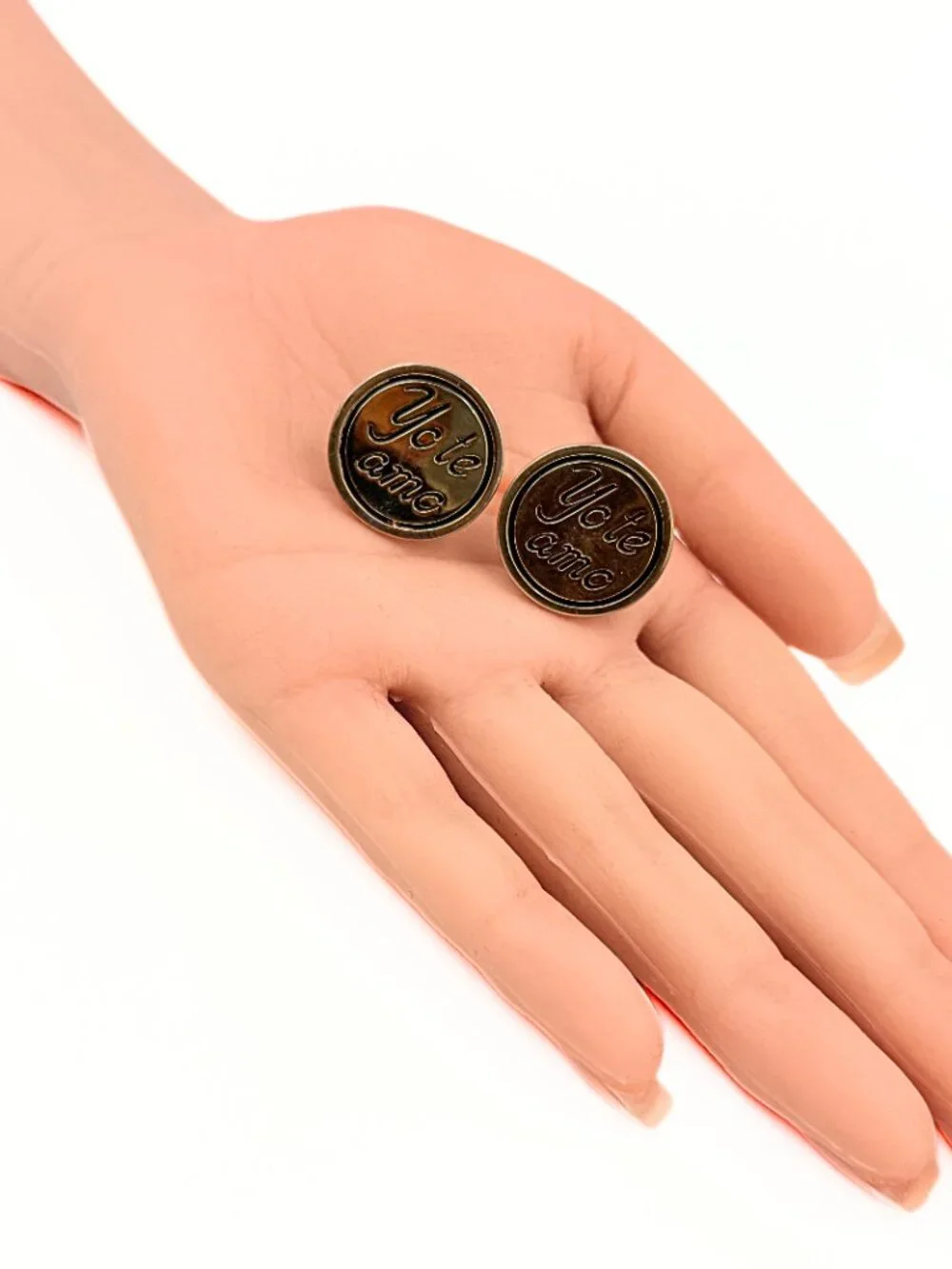 Hickok USA Signed Gold Plated Enamel Yo Te Amo Sentiment Cufflinks